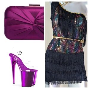 Flapper "DISCO" Sequin Fringe Iridescent Mini Shimmery Cocktail Party Dress